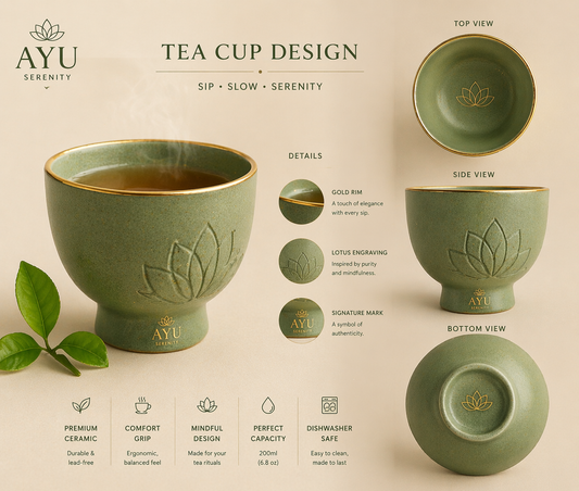 Ayu Serenity Tea Cup – Ceramic Lotus Tea Edition