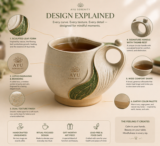 Ayu Serenity Sculpted Mug – Artisan Leaf Edition