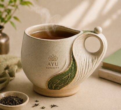 Ayu Serenity Sculpted Mug – Artisan Leaf Edition